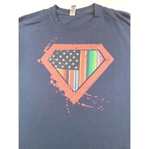 Gildan Esuper Mexicano OG Chingon Graphic Print Tee Shirt Mens XL Navy Blue